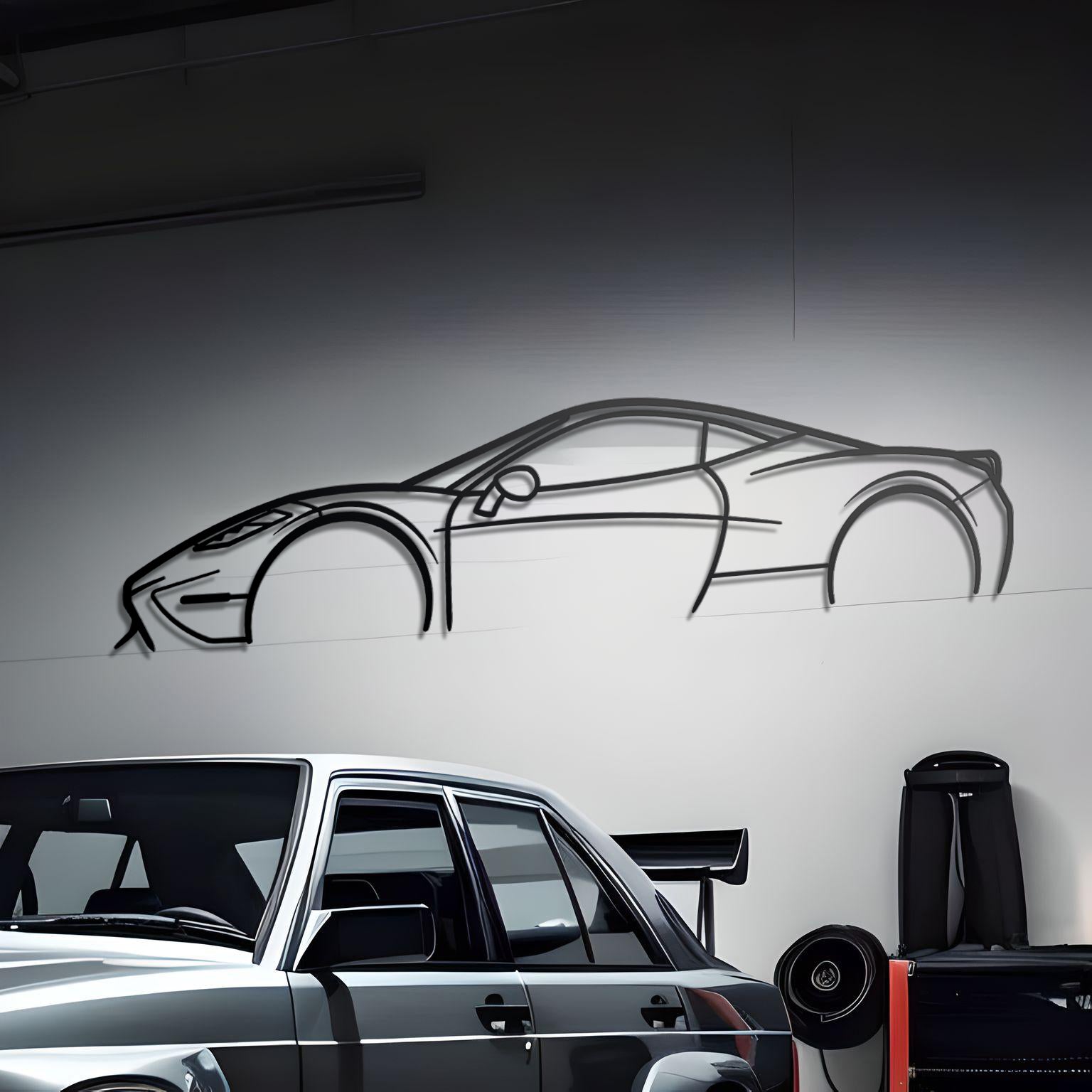 Ferrari 458 Detailed Metal Silhouette