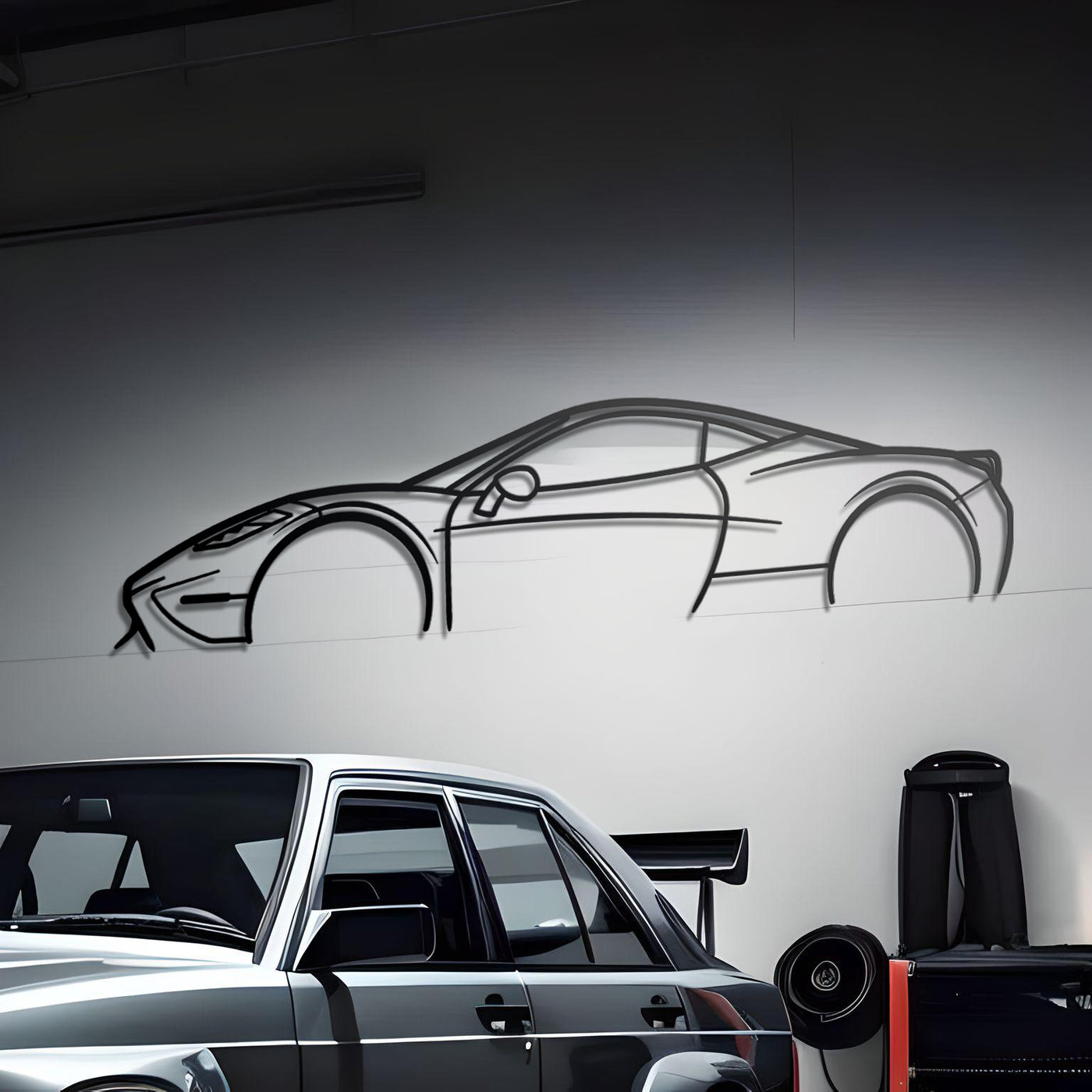 Ferrari 458 Detailed Metal Silhouette