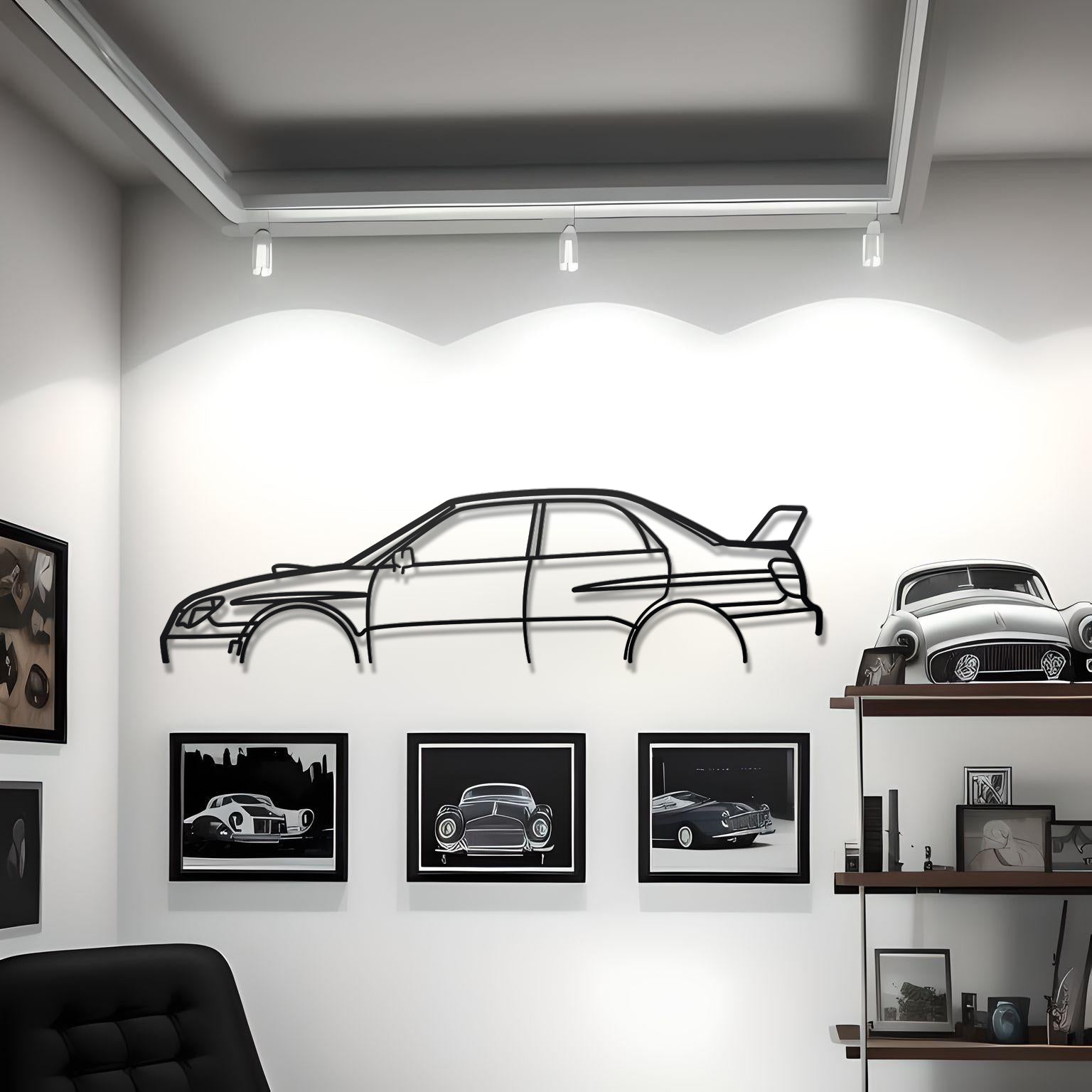 Subaru Impreza WRX Detailed Metal Car Silhouette
