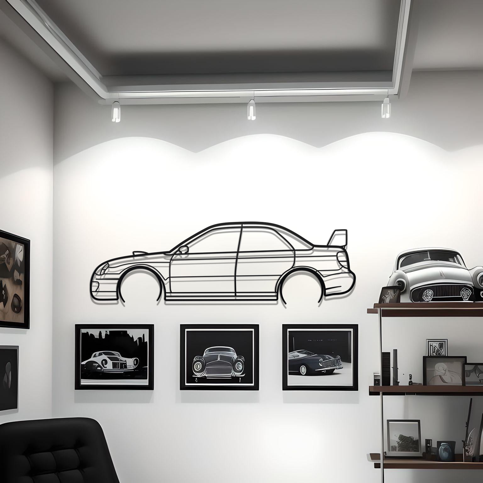 2004 Subaru Impreza WRX STI Detailed Metal Silhouette