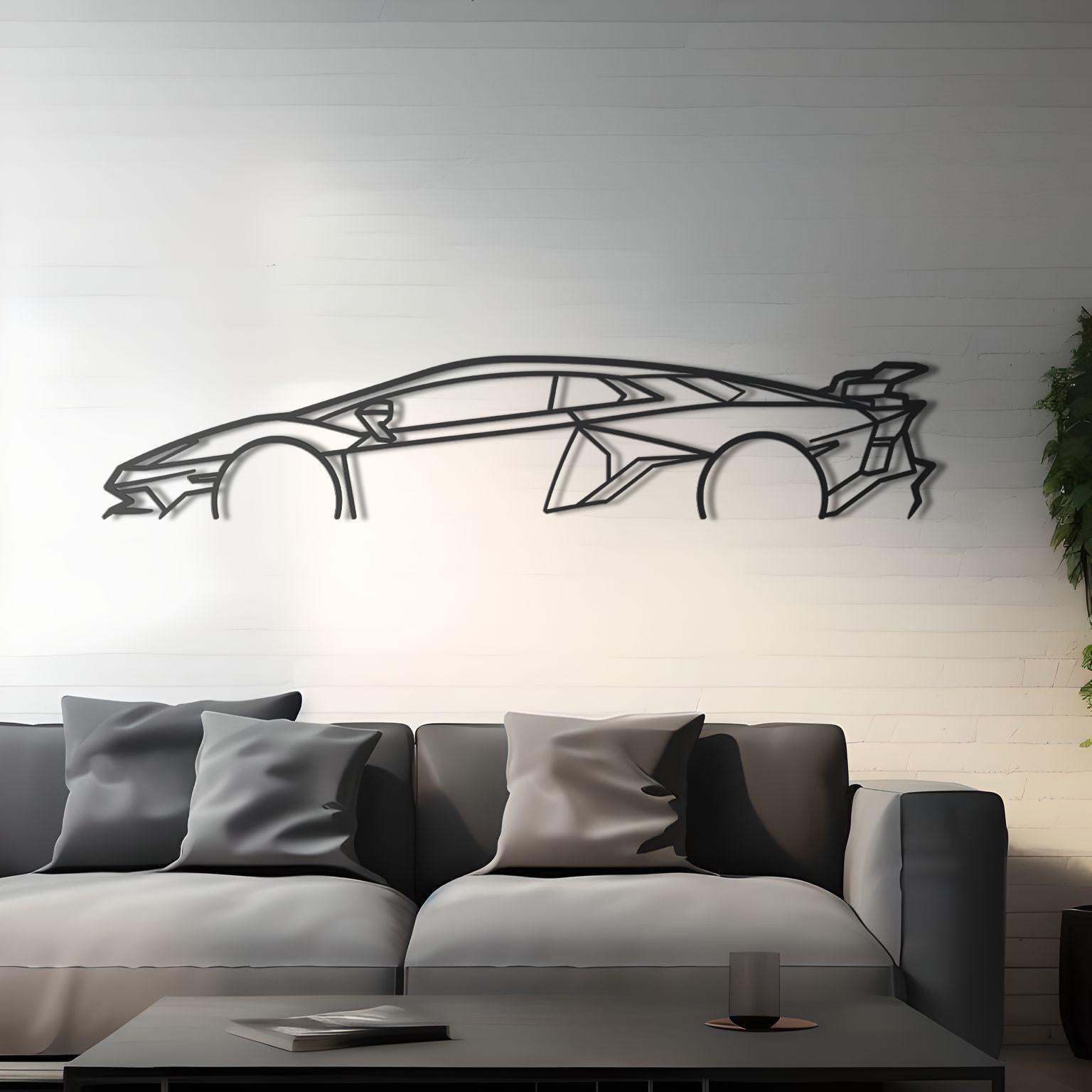 2020 Lamborghini Aventador SVJ  Detailed Metal Silhouette