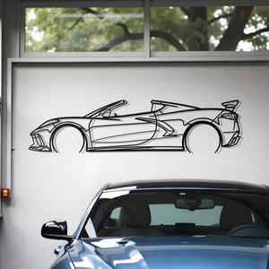Corvette C8 Convertible Metal Car Silhouette