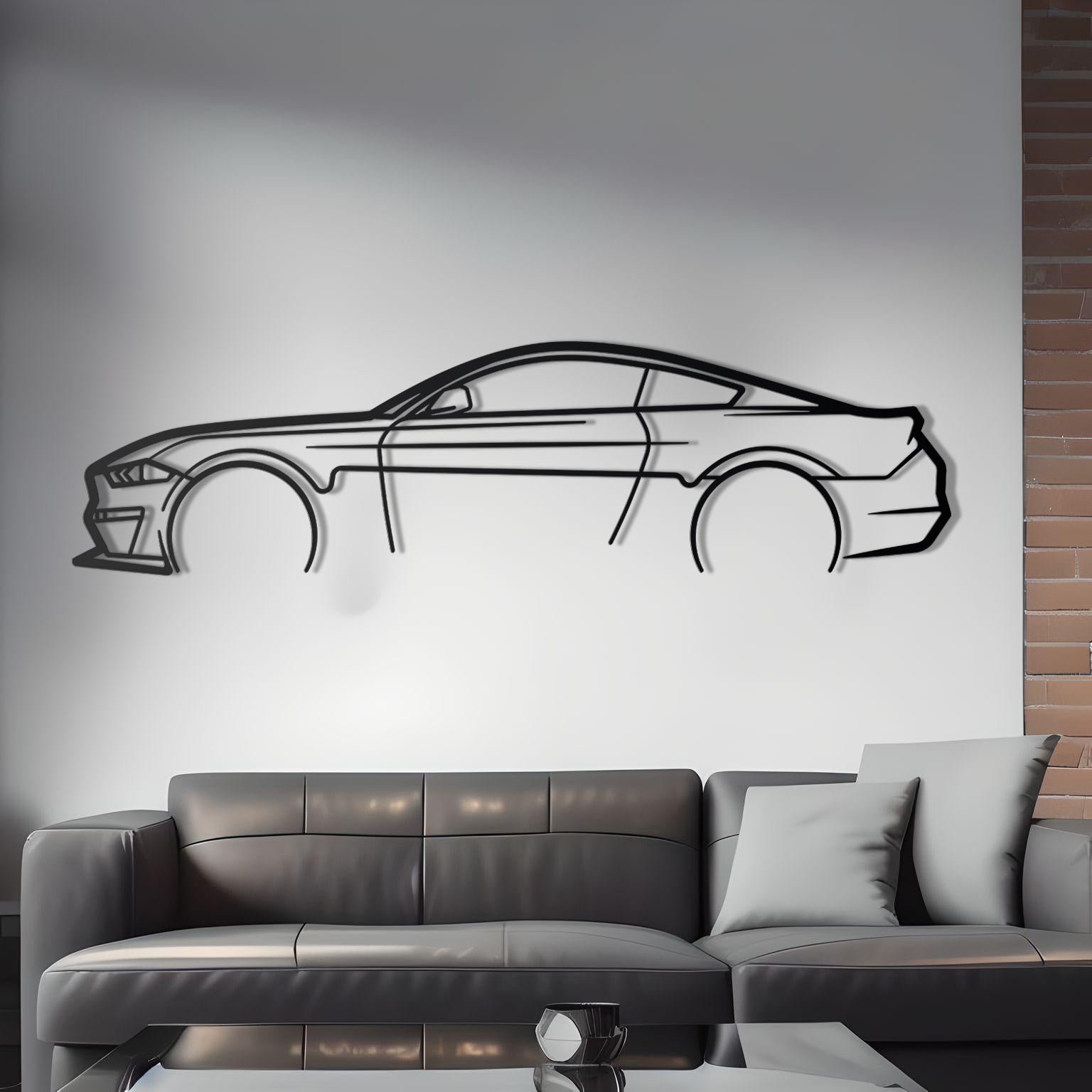 2019 Ford Mustang Bullitt Detailed Metal Car Silhouette