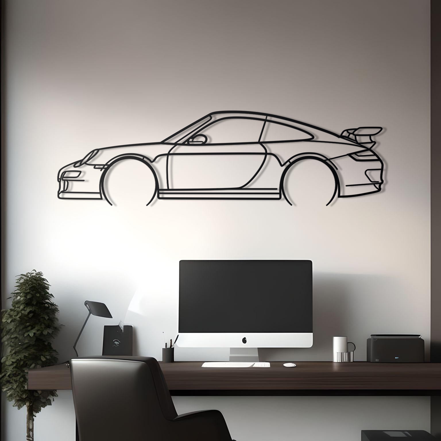 2006 Porsche 911 (997) GT3 RS Detailed Metal Car Silhouette