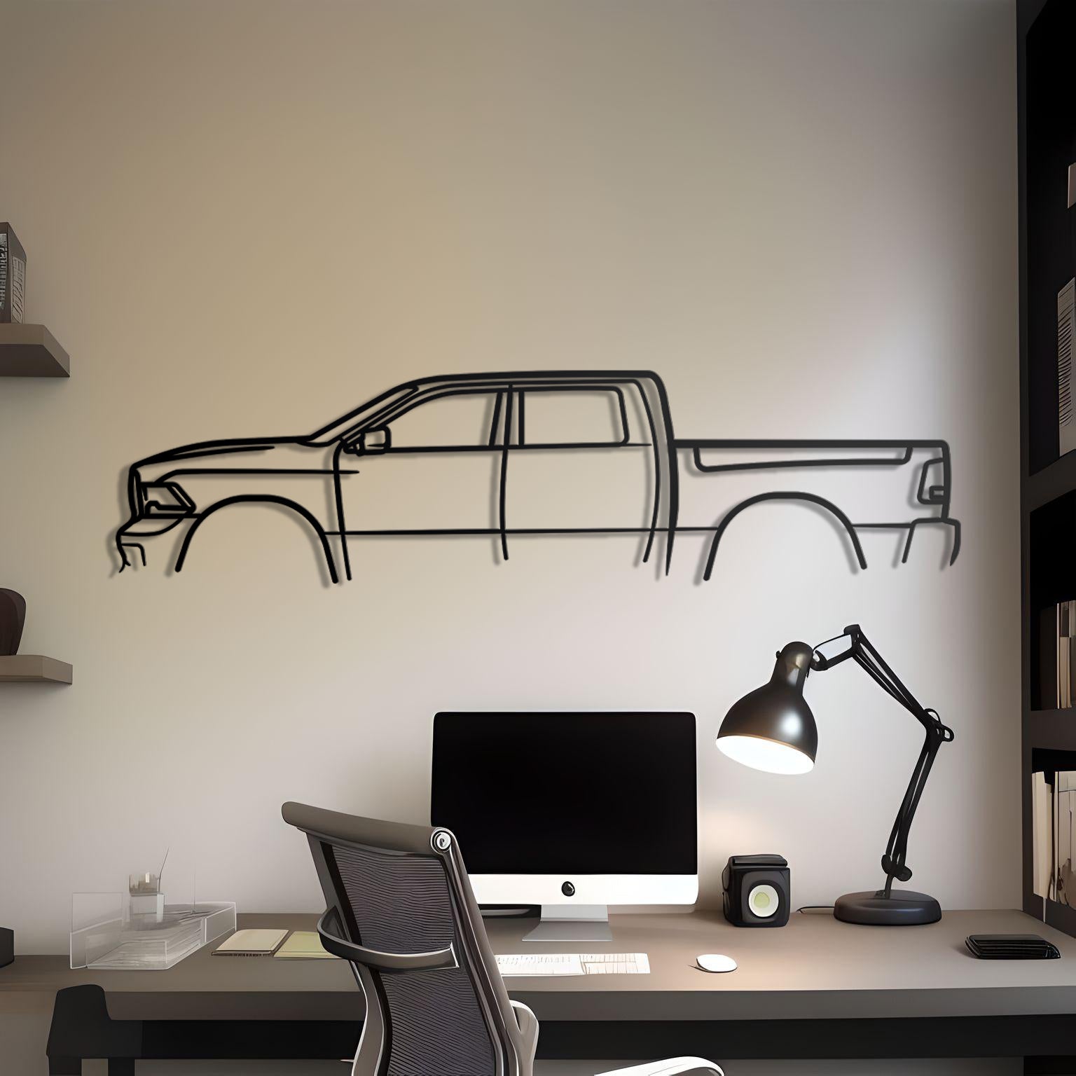 2017 Ram 1500 Dodge Detailed Metal Car Silhouette