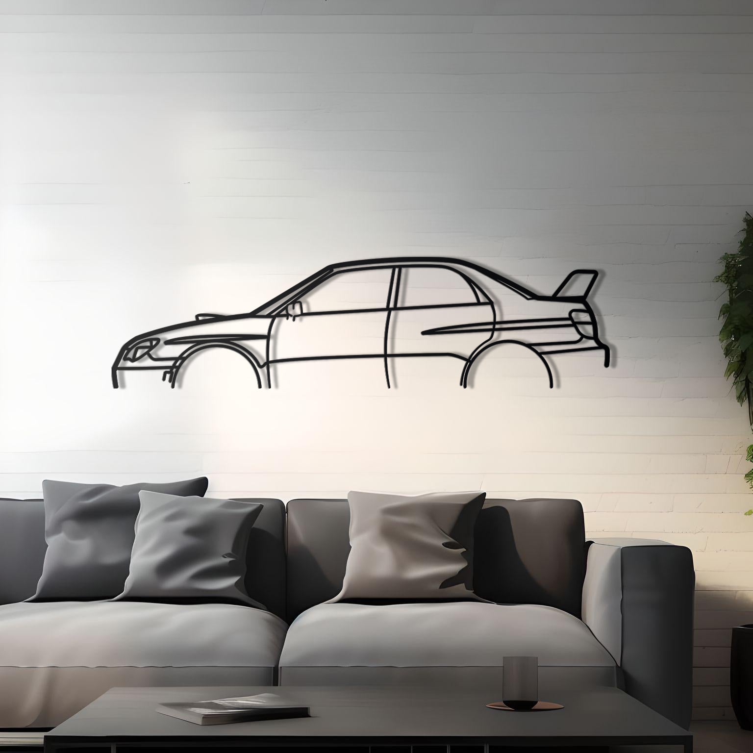 Subaru Impreza WRX Detailed Metal Car Silhouette
