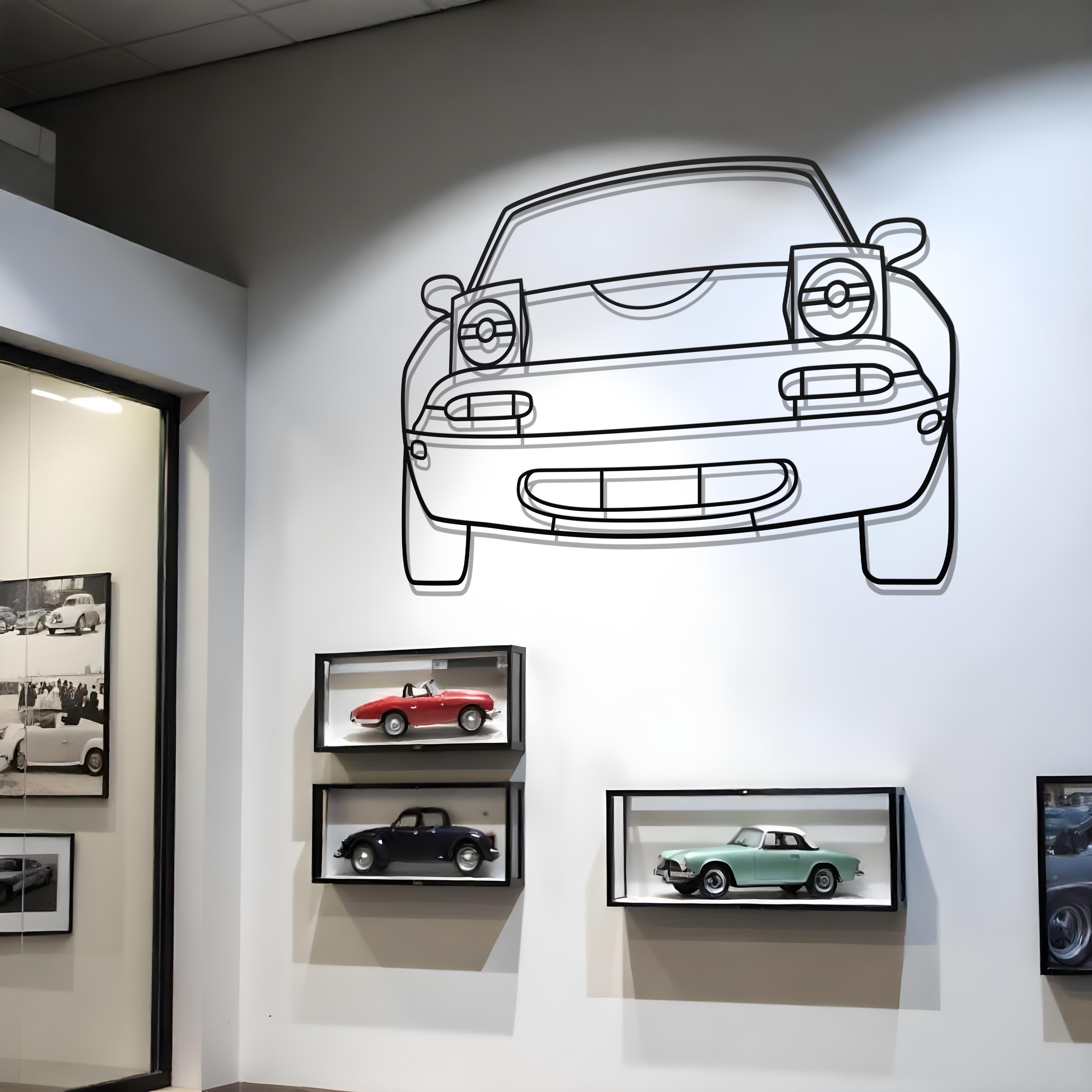 1990 Mazda Miata MX-5 NA Front View Metal Silhouette
