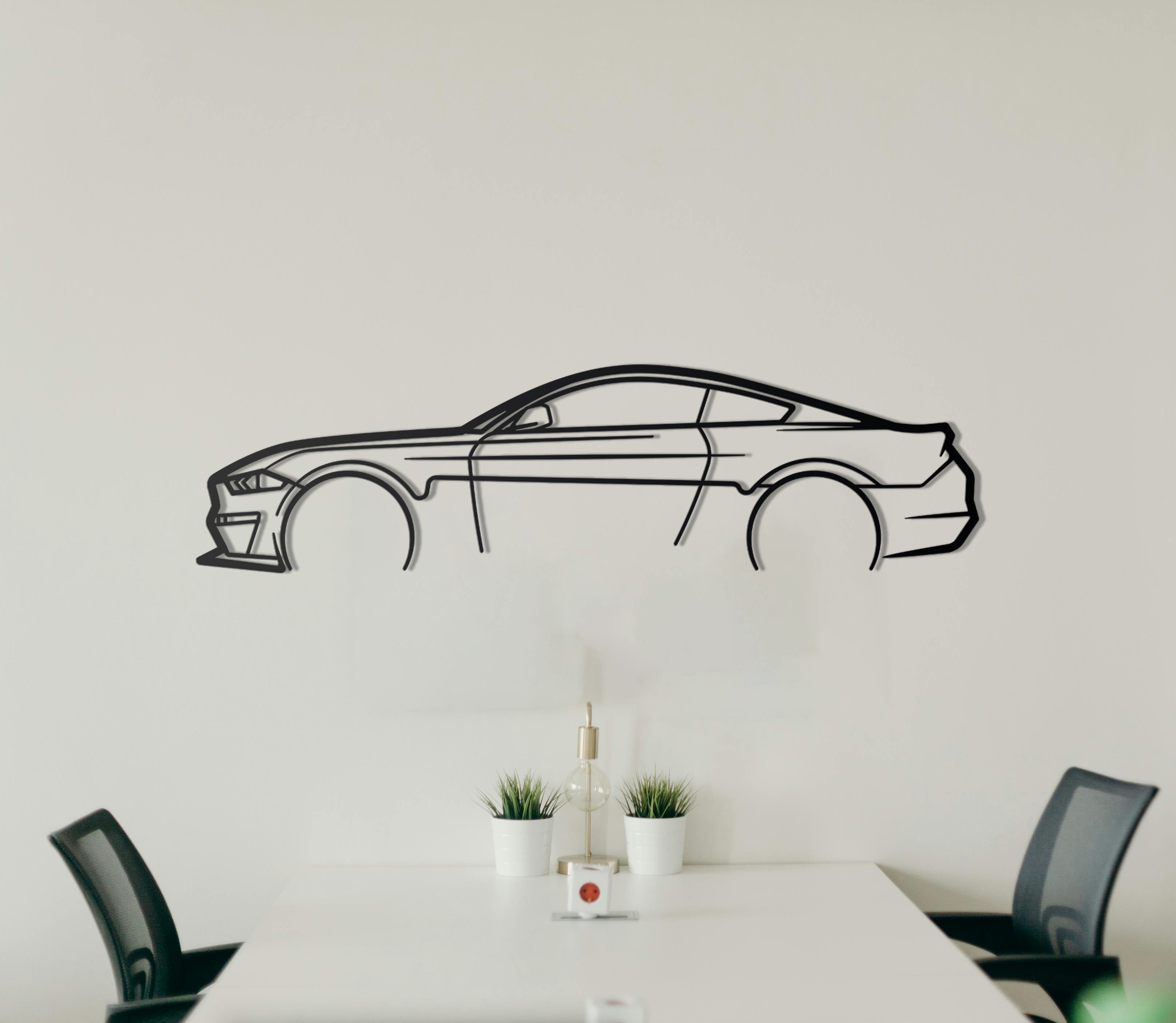 2019 Ford Mustang Bullitt Detailed Metal Car Silhouette