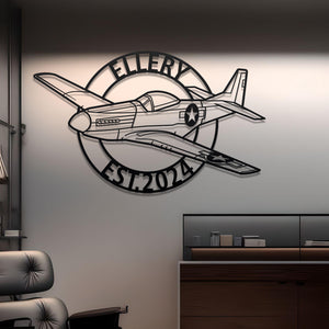 P-51 Mustang Custom Detailed Metal Plane Silhouette
