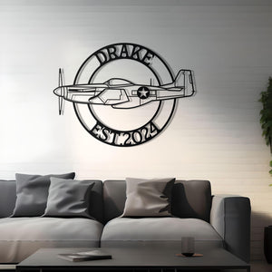 P-51 Custom Name Detailed Metal Silhouette
