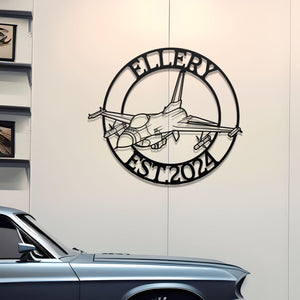 F-16 Custom Name Metal Plane Wall Decor