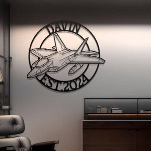 F-22 Custom Name Metal Silhouette