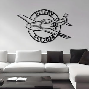 P-51 Mustang Custom Detailed Metal Plane Silhouette