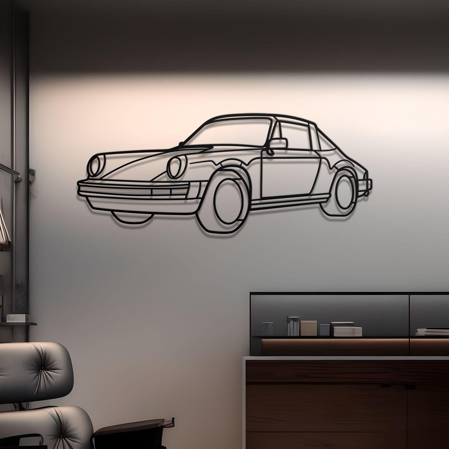 1978 Porsche 911 Targa Diagonal Metal Silhouette