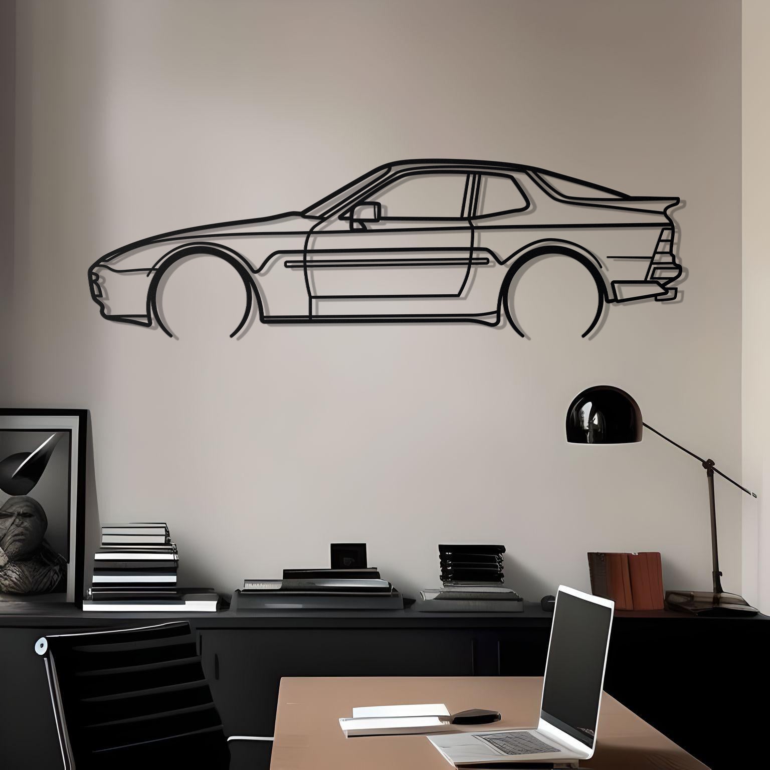 1988 Porsche 944 Turbo Detailed Metal Car Silhouette