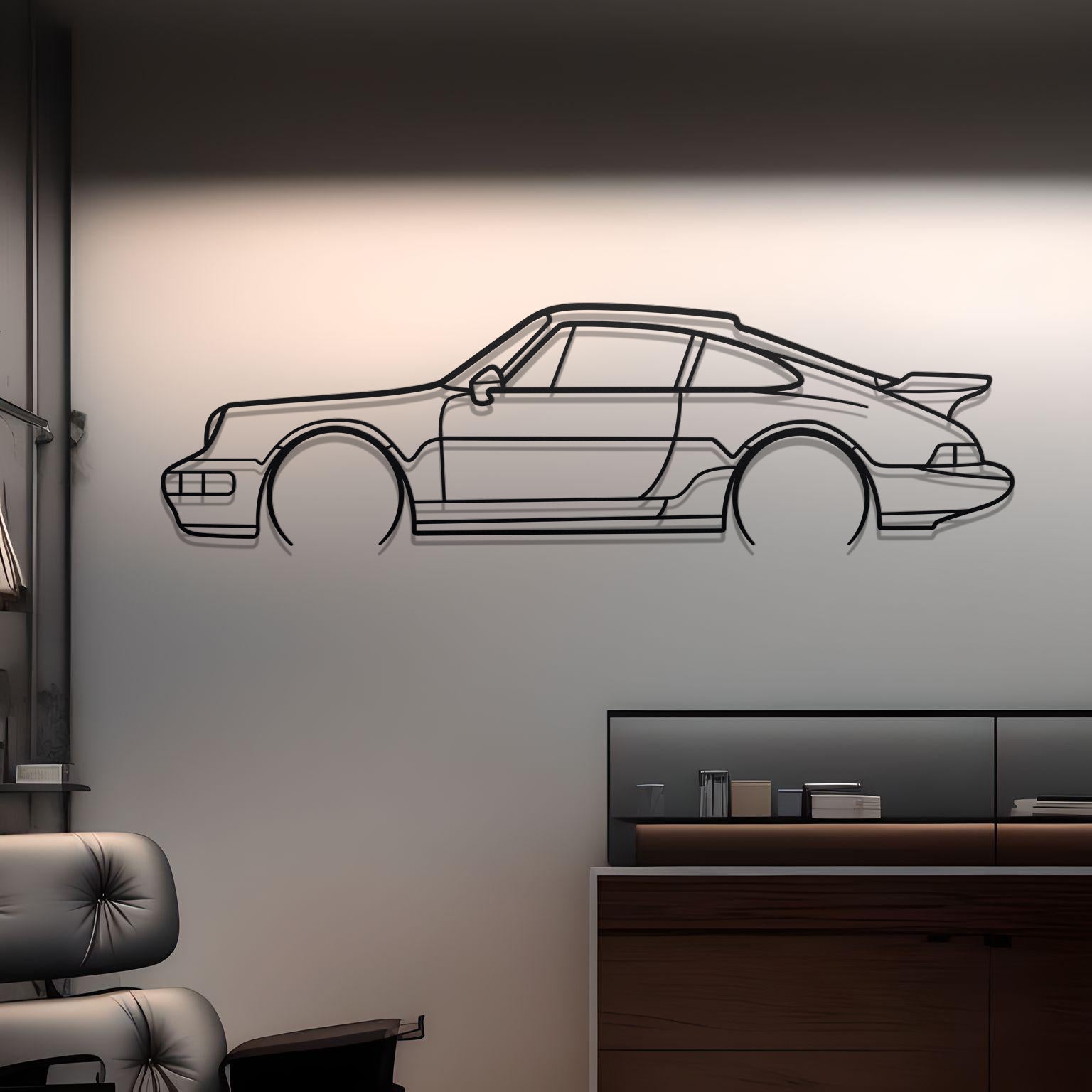 1994 Porsche 911 (964) Carrera Detailed Silhouette Metal Wall Art