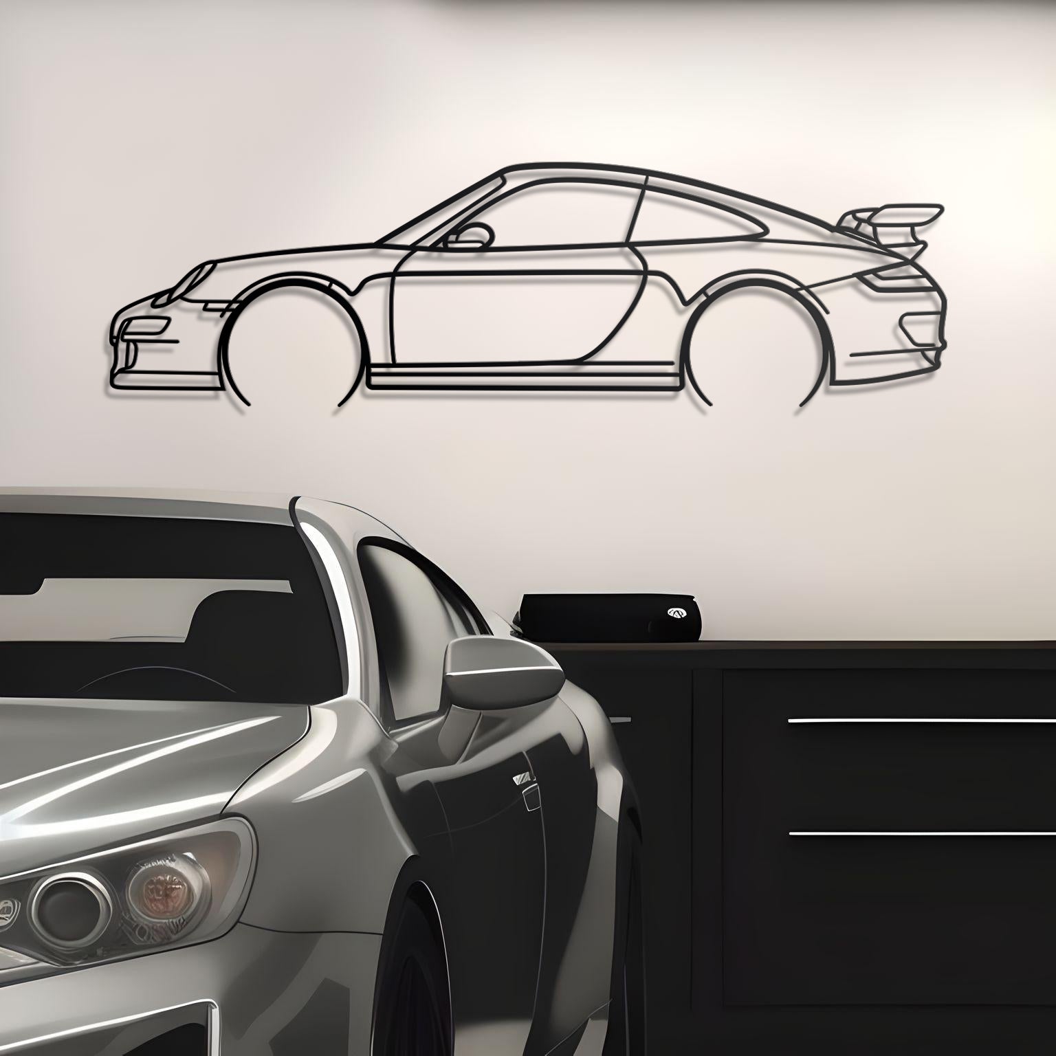 2006 Porsche 911 (997) GT3 RS Detailed Metal Car Silhouette