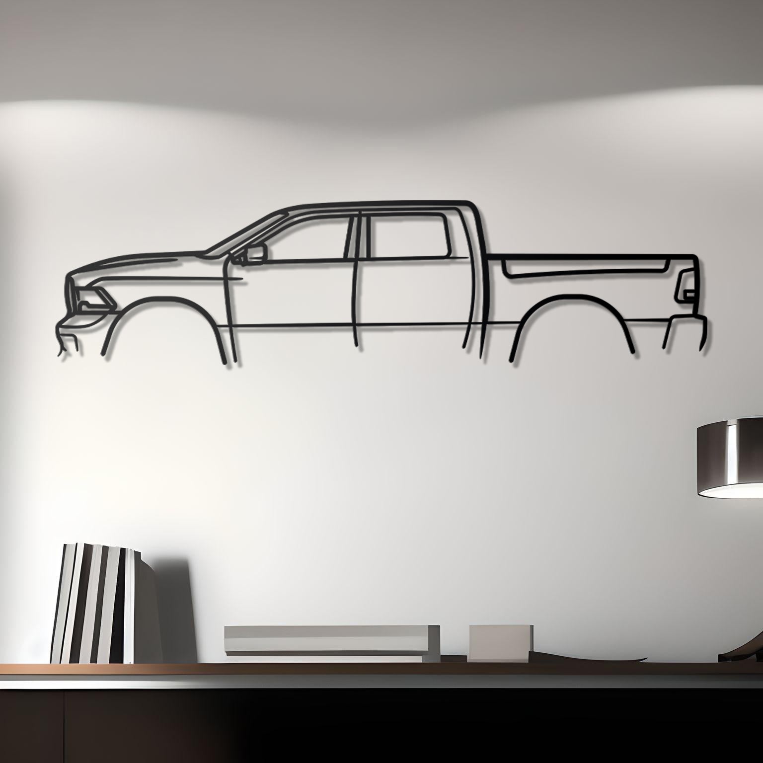 2017 Ram 1500 Dodge Detailed Metal Car Silhouette