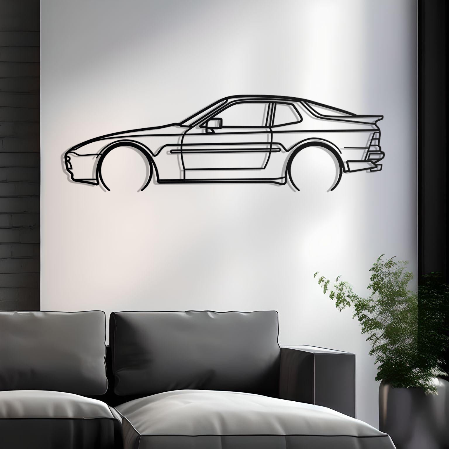 1988 Porsche 944 Turbo Detailed Metal Car Silhouette