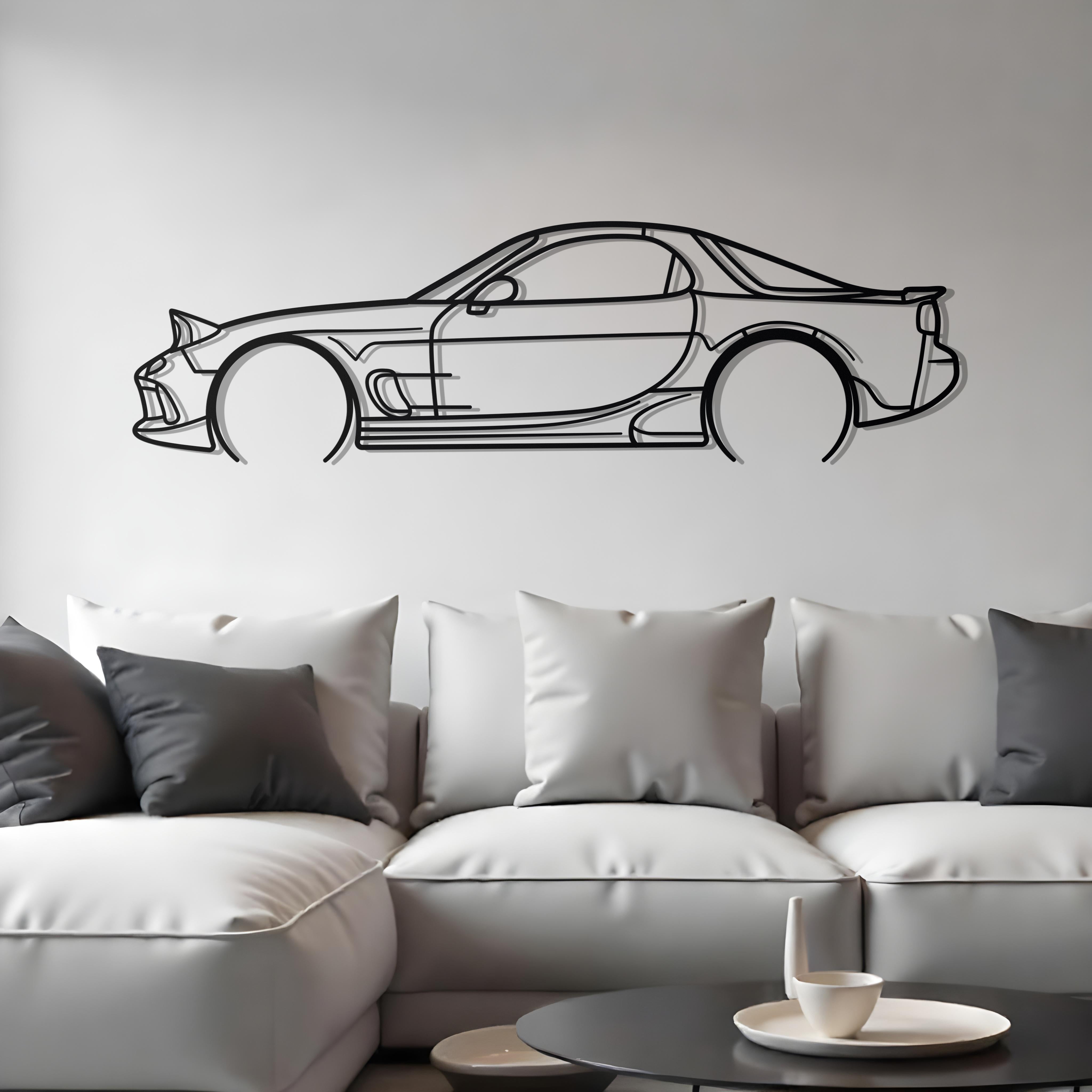 1993 Mazda RX-7 FD Detailed Metal Car Silhouette