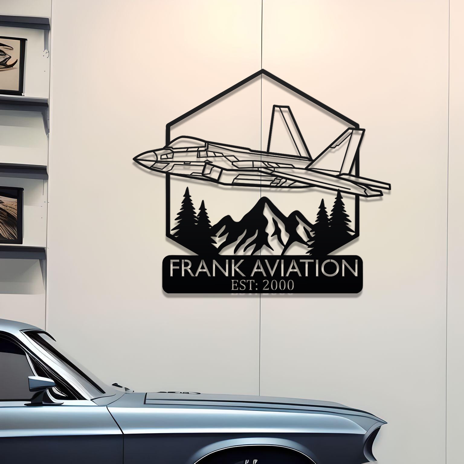 F-22 Raptor Custom Name Metal Wall Decor