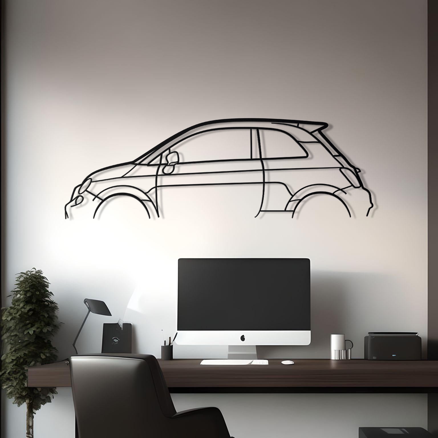 Fiat 500 Classic Metal Silhouette