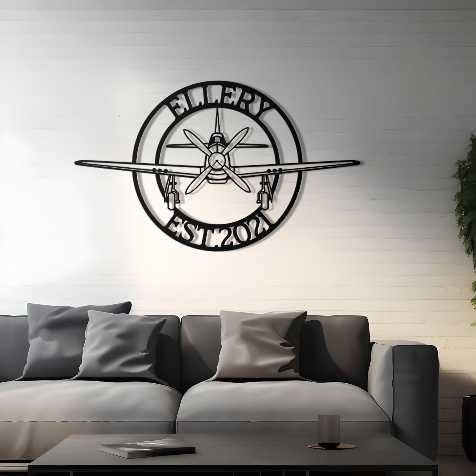 P-51 Mustang Front Custom Name Metal Wall Decor