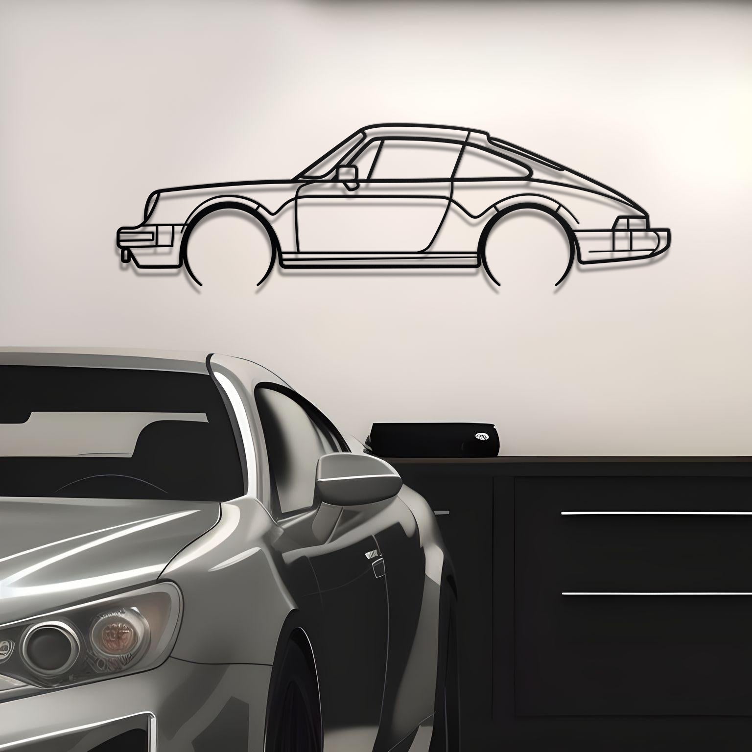 1983 Porsche 911 SC Detailed Metal Silhouette