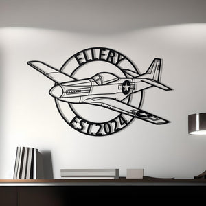 P-51 Mustang Custom Detailed Metal Plane Silhouette