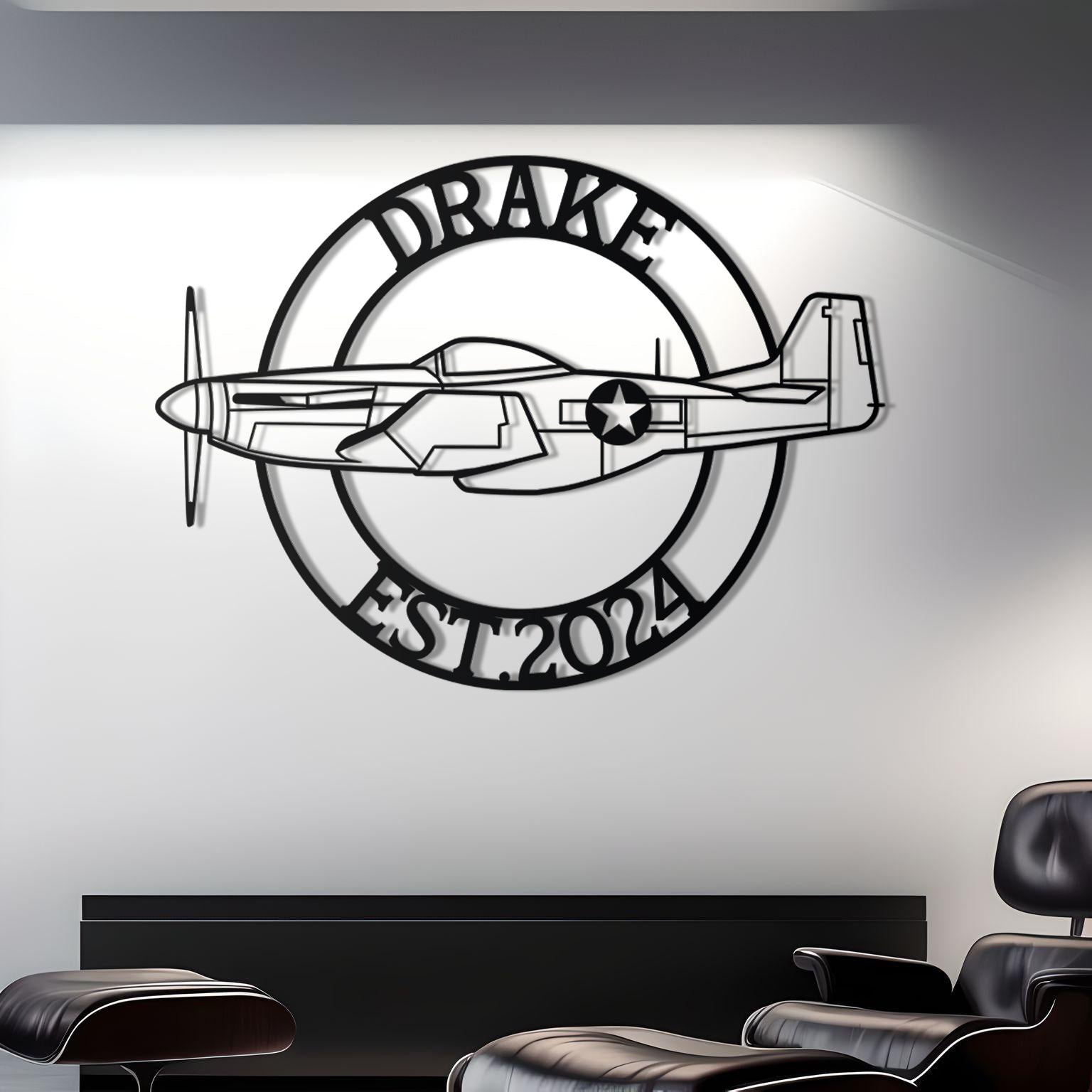 P-51 Custom Name Detailed Metal Silhouette